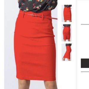 NWT Red Midi Pencil Skirt with belt, Size Medium